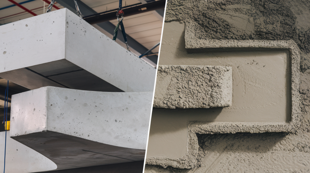 Comparison of precast concrete components and traditional concrete.