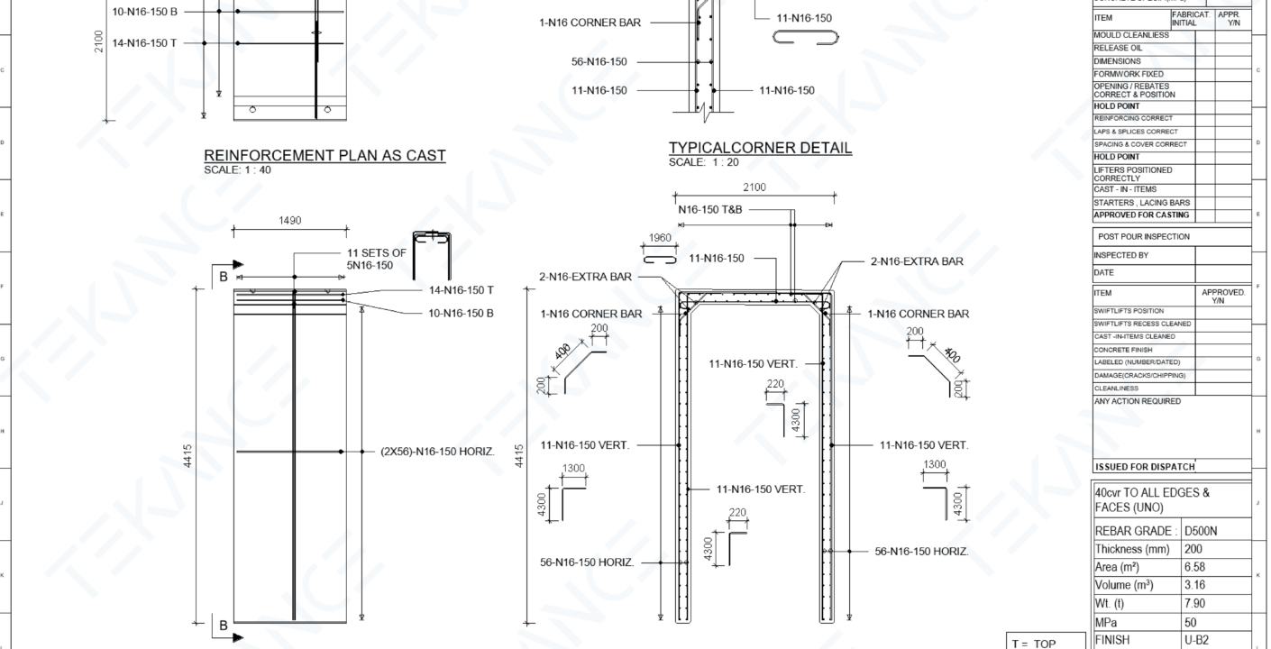 Precast U Drain LEP Reinforcement Drawing