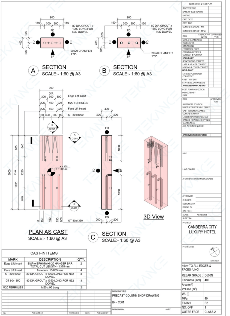 Precast Column Mould Drawing