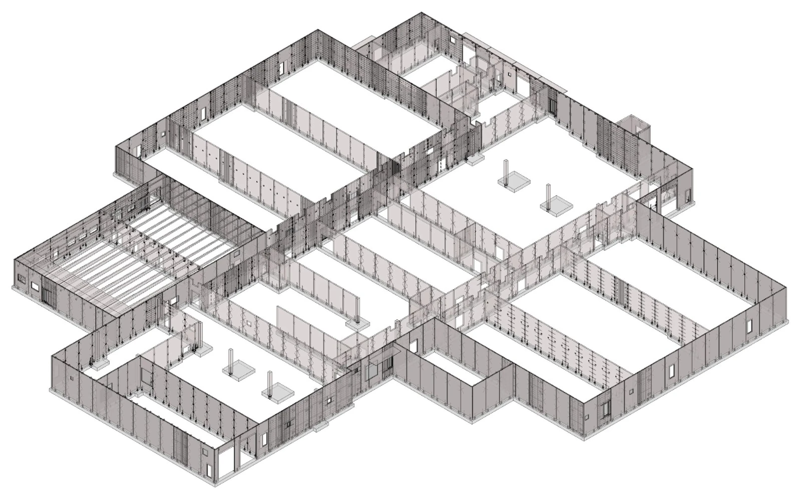 Isometric 3D model of a precast wall-panel building