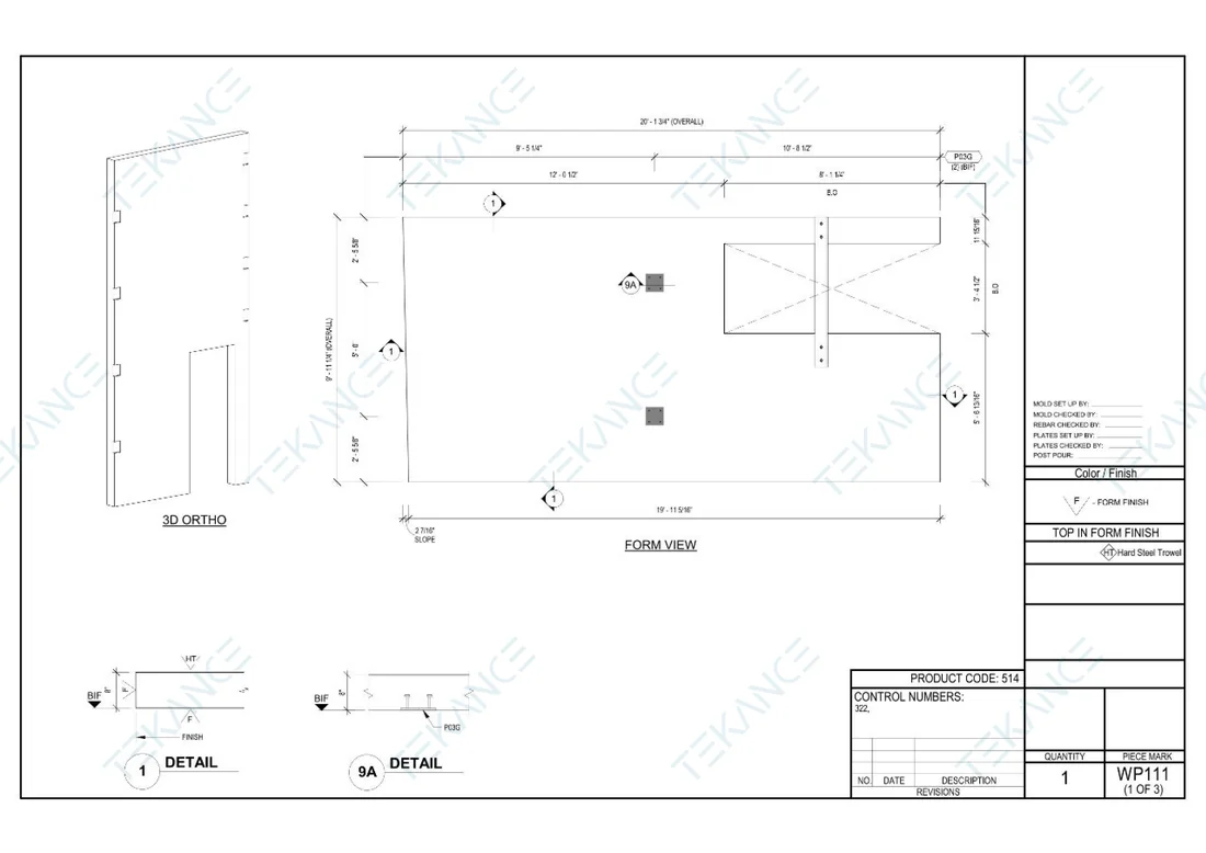 WP111 — Form View: Form view with recess and finish callouts