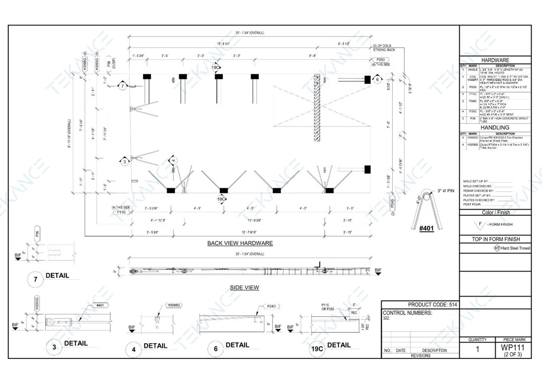 WP111 — Hardware: Back-view hardware, handling anchors and detail callouts